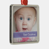 Babys First Christmas Photo Custom Ornement (Droite)