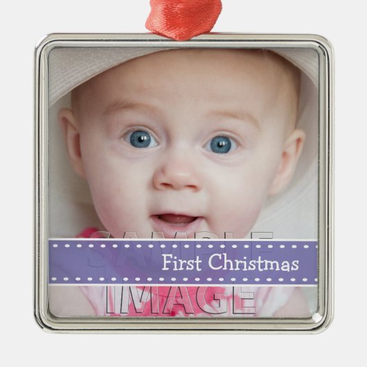 Babys First Christmas Photo Custom Ornement (Devant)