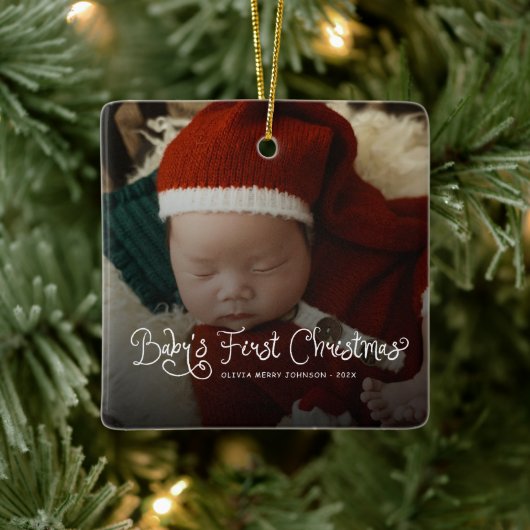 Babys First Christmas  Photo  Keramisch Ornament (Boom)