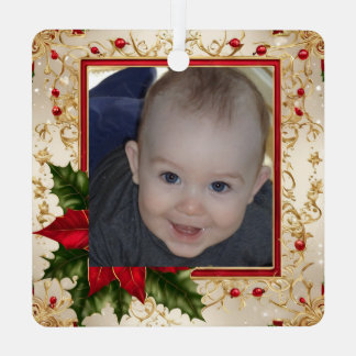 Baby's First Christmas Photo Template Metalen Ornament