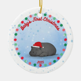 Baby's First Christmas - Porcelain Hippo Ornament