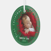 Baby's First Christmas Splatter Pattern  Glas Ornament (Voorkant links)