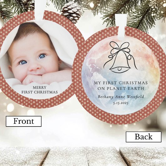 Baby's First Christmas Terracotta Photo Keepsake Ornament