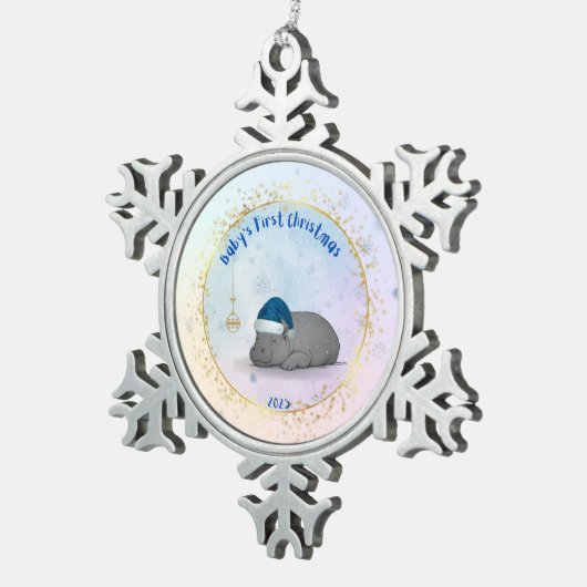 Baby's First ChristmPygmy Hippo Christmas Ornament (Rechts)