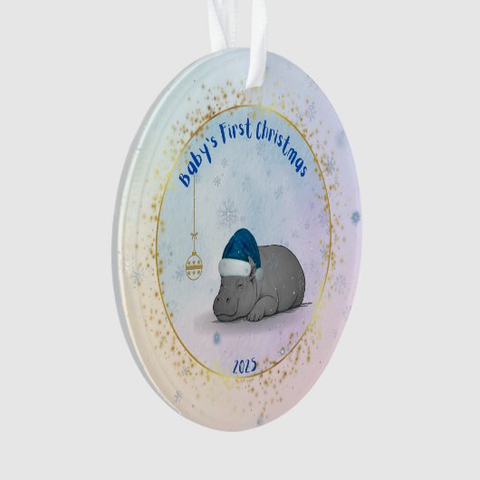 Baby's First ChristmPygmy Hippo Christmas Ornament (devant)
