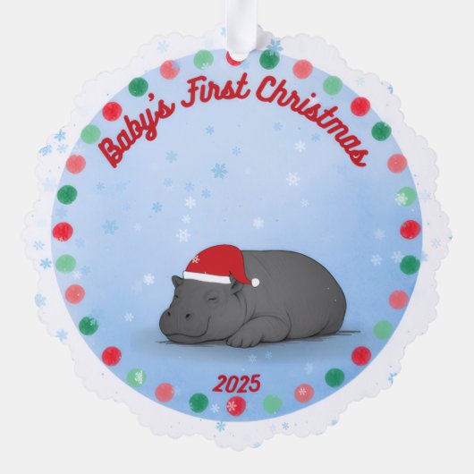 Baby's First Chritmas - Paper Ornament - Hippo (Achterkant)