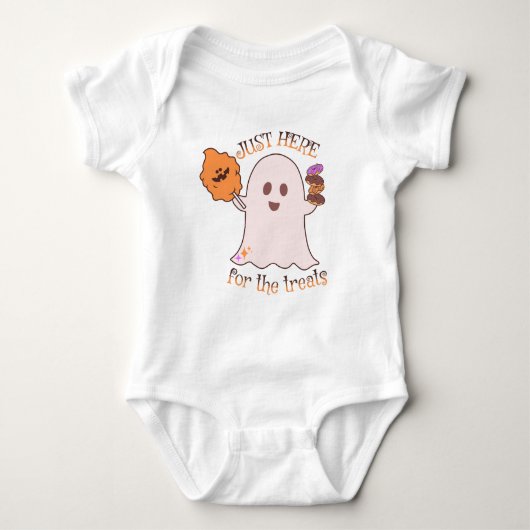 Babys First Halloween behandelt Ghost en Sweets Romper (Voorkant)