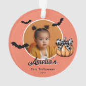 Baby's First Halloween Pumpkin Bats Photo Ornament (achterkant)
