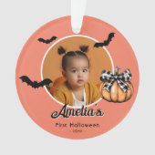 Baby's First Halloween Pumpkin Bats Photo Ornament (voorkant)
