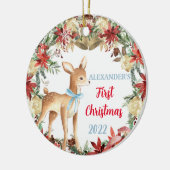 Babys First Kerstannament Boy Deer Keramisch Ornament (Links)