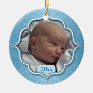 Baby's First Kerstblauw Foto Ornament