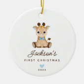 Baby's First KerstBoy Giraffe 2 Sided Photo Keramisch Ornament (Voorkant)