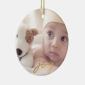 Babys First Kerstfeest Joy Gold Snowflakes Custom Keramisch Ornament (Rechts)