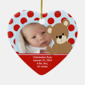 Babys First kerstfoto Beer Ornament Boy (Achterkant)