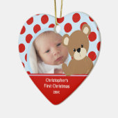 Babys First kerstfoto Beer Ornament Boy (Links)