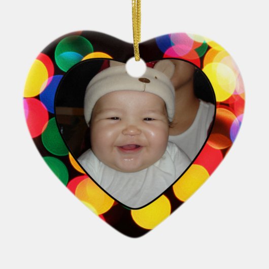 Babys First kerstfoto CadeauLabel en Ornament (Voorkant)
