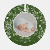 Baby's First Kerstfoto Green Glas Ornament (Achterkant)