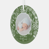 Baby's First Kerstfoto Green Glas Ornament (Voorkant links)