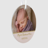 Baby's First kerstfoto Monogram Blush Pink Ornament (voorkant)