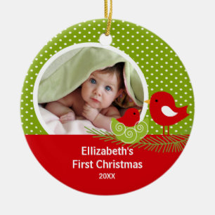 Babys First kerstfoto Ornament Baby Bird