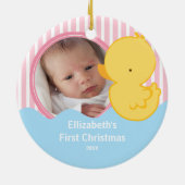 Babys First Kerstfoto Ornament Duck Boy (Achterkant)