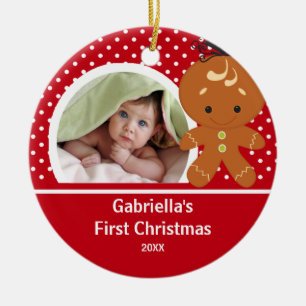 Babys First-kerstfoto-ornament Gingerbrood Keramisch Ornament