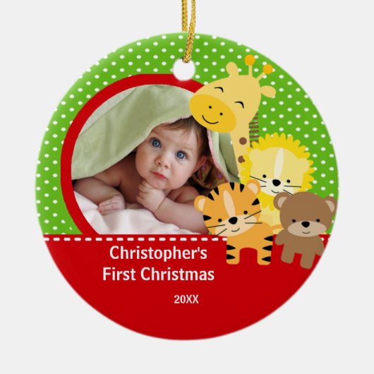 Babys First kerstfoto Ornament Giraffe (Voorkant)