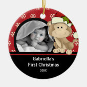 Babys First Kerstfoto Ornament Monkey (Voorkant)
