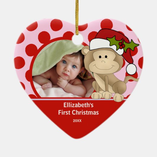Babys First Kerstfoto Ornament Monkey (Achterkant)