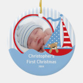 Babys First kerstfoto Ornament Sailboat (Achterkant)