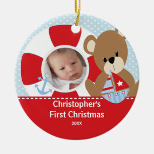 Babys First kerstfoto Ornament Sailboat