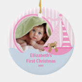 Babys First kerstfoto Ornament Sailboat (Achterkant)