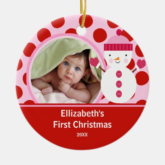 Babys First Kerstfoto Ornament Snowman (Voorkant)