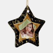 Baby's First kerstfoto-ornament Star Black Keramisch Ornament (Rechts)