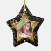 Baby's First kerstfoto-ornament Star Black Keramisch Ornament (Links)