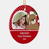 Babys First-kerstfoto van Teddy Bear Keramisch Ornament (Rechts)