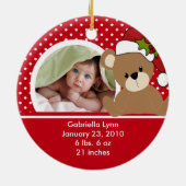 Babys First-kerstfoto van Teddy Bear Keramisch Ornament (Achterkant)