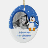 Babys First Kerstfotoornament Penguin Keramisch Ornament (Rechts)