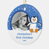 Babys First Kerstfotoornament Penguin Keramisch Ornament (Links)