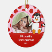 Babys First Kerstfotoornament Penguin Keramisch Ornament (Links)