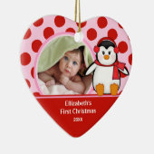 Babys First Kerstfotoornament Penguin Keramisch Ornament (Rechts)