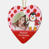 Babys First Kerstfotoornament Penguin Keramisch Ornament (Links)