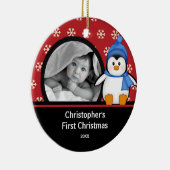 Babys First Kerstfotoornament Penguin Keramisch Ornament (Rechts)