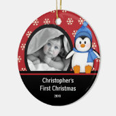 Babys First Kerstfotoornament Penguin Keramisch Ornament (Links)