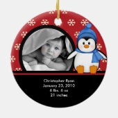 Babys First Kerstfotoornament Penguin Keramisch Ornament (Achterkant)