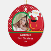 Babys First Kerstfotoornament Santa Keramisch Ornament (Links)