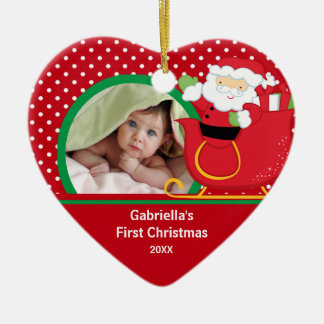 Babys First Kerstfotoornament Santa Keramisch Ornament