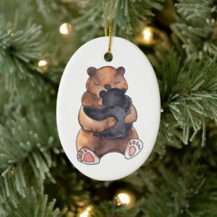 Baby's First Kerstland Woodland Beer Hug Keramisch Ornament