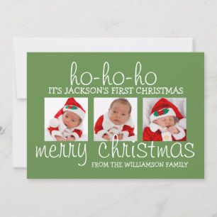 Baby's First Kerstmis 3 Foto Kerstmis Kaart