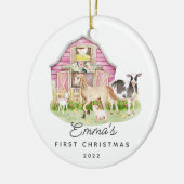 Baby's First Kerstmis Boerderij Friends Ceramic Or Keramisch Ornament (Links)